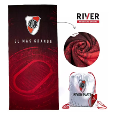 Toallón + Mochila Futbol Oficial Playero River Boca 70x150 - comprar online