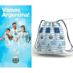 Toallón + mochila Selección Argentina Messi Mundial Afa 70x150 - Love & Home