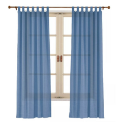 jean Juego De Cortinas Tela Simil Lino Lisa Con Presillas 140x220 - tienda online