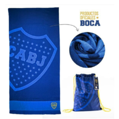 Toallón + Mochila Futbol Oficial Playero River Boca 70x150
