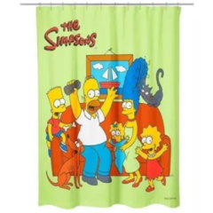 Cortina De Baño Los Simpsons Impermeable Poliester + Ganchos verde familia en internet