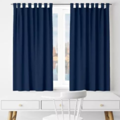 Juego De Cortinas Corta Tropical Mecanico Con Presillas Azul oscuro