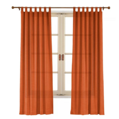 Terracota Juego De Cortinas Tela Simil Lino Lisa Con Presillas 140x220 - tienda online