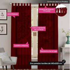 Juego De Cortinas Tela Simil Lino Lisa Con Presillas 140x220 - comprar online