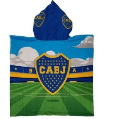 Imagen de Poncho + mochila Infantil Toalla Equipo River Boca Microfibra