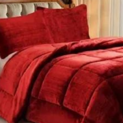 Rojo Frazada Triple Corderito 1 1/2 Con Funda Flannel Invierno - comprar online