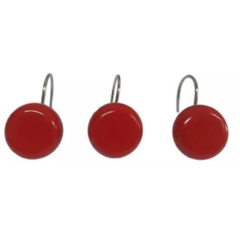boton rojo Ganchos Para Cortina De Baño Set 12 Unidades Resina Y Metal
