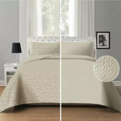 Cubrecama Cover Verano 2 1/2 Plaza Gemma Premium Quality flores beige