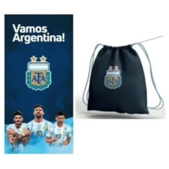 Toallón + mochila Selección Argentina Messi Mundial Afa 70x150 en internet
