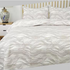 Colcha ondas beige Cacharel Cover Jacquard King C/fundas De Almohada