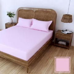 Sabana Ajustable King Percal 150 Hilos Hotelera Lisa 200x200 rosa bebe