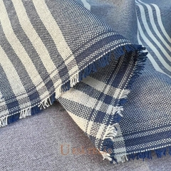 LINO RUSTICO - 5 RAYAS - AZUL MARINO / CRUDO - NEGATIVO (2.80mts ancho) - tienda online