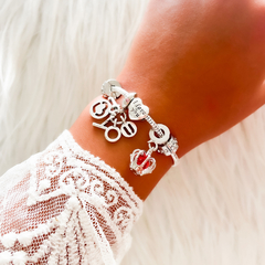 PULSERA CON CHARMS ¨I LOVE YOU¨ - DIJES PLATEADOS - comprar online